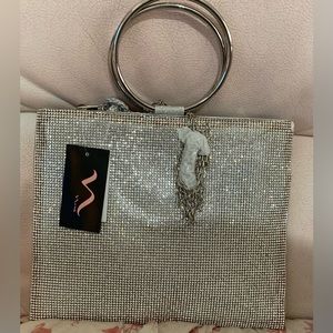 Silver Purse with Rhinestones -NWT Unused